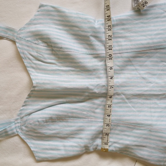NEW Gap women's linen cotton blend aqua striped fit & flare dress size 0 - Picture 9 of 11
